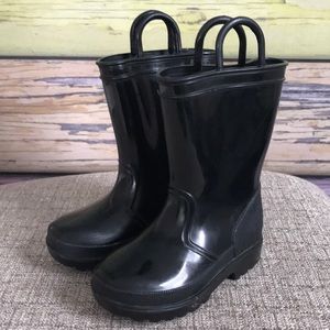 Black rain boots